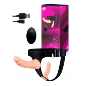 Женский страпон с 2 насадками, вибрацией и пультом ДУ - Erowoman-Eroman - купить с доставкой в Йошкар-Оле