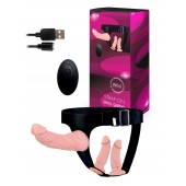 Женский страпон с 3 насадками и вибрацией - Erowoman-Eroman - купить с доставкой в Йошкар-Оле