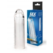 Прозрачная закрытая насадка на пенис с ребрышками - 16 см. - Sex Expert - в Йошкар-Оле купить с доставкой