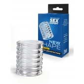 Прозрачная сквозная насадка на пенис с ребрышками - Sex Expert - в Йошкар-Оле купить с доставкой