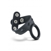 Черное эрекционное кольцо с подхватом мошонки на кнопках VS6 - Blush Novelties - в Йошкар-Оле купить с доставкой