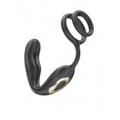 Черная анальная пробка с вращением и эрекционными кольцами - Ibiza - в Йошкар-Оле купить с доставкой