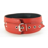 Черно-красный кожаный ошейник увеличенного размера - БДСМ Арсенал - купить с доставкой в Йошкар-Оле