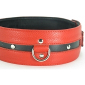 Черно-красный кожаный ошейник увеличенного размера - БДСМ Арсенал - купить с доставкой в Йошкар-Оле