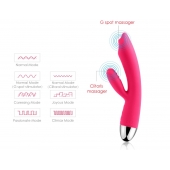 Сливово-розовый вибратор Trysta с клиторальным отростком и движущимся шариком в кончике - 18,6 см. - Svakom