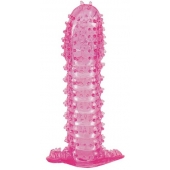 Гелевая розовая насадка с шипами - 12 см. - Toyfa Basic - в Йошкар-Оле купить с доставкой