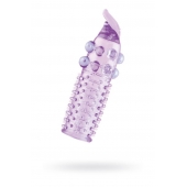 Гелевая фиолетовая насадка с шариками, шипами и усиком - 11 см. - Toyfa Basic - в Йошкар-Оле купить с доставкой
