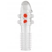 Гелевая прозрачная насадка с шариками и шипами - 14 см. - Toyfa Basic - в Йошкар-Оле купить с доставкой