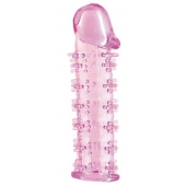 Гелевая розовая насадка на фаллос с шипами - 12 см. - Toyfa Basic - в Йошкар-Оле купить с доставкой