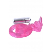 Розовая вибронасадка со стимулятор клитора   Язычок - Toyfa Basic - в Йошкар-Оле купить с доставкой