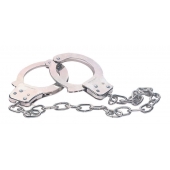 Наручники из металла с длинной цепочкой CHROME HANDCUFFS METAL HANDCUFFS W. KEY - NMC - купить с доставкой в Йошкар-Оле