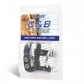Утяжка на пенис на замочке Duo Cock And Ball Lock - BlueLine - купить с доставкой в Йошкар-Оле