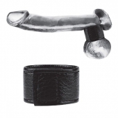 Чёрная утяжка на мошонку 1  Velcro Ball Stretcher - BlueLine - купить с доставкой в Йошкар-Оле