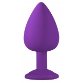 Большая фиолетовая анальная пробка Emotions Cutie Large с голубым кристаллом - 10 см. - Lola Games - купить с доставкой в Йошкар-Оле