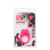 Розовое эрекционное кольцо с щеточкой LIT-UP SILICONE STIMU RING 5 - Dream Toys - в Йошкар-Оле купить с доставкой