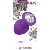 Большая фиолетовая анальная пробка Emotions Cutie Large с прозрачным кристаллом - 10 см. - Lola Games - купить с доставкой в Йошкар-Оле