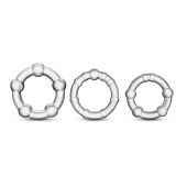 Набор из 3 прозрачных эрекционных колец Stay Hard Beaded Cockrings - Blush Novelties - в Йошкар-Оле купить с доставкой