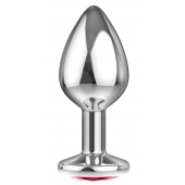 Большая серебристая анальная пробка Diamond Red Sparkle Large с красным кристаллом - 8 см. - Lola Games - купить с доставкой в Йошкар-Оле