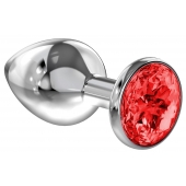 Большая серебристая анальная пробка Diamond Red Sparkle Large с красным кристаллом - 8 см. - Lola Games - купить с доставкой в Йошкар-Оле