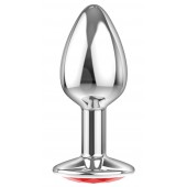 Малая серебристая анальная пробка Diamond Red Sparkle Small с красным кристаллом - 7 см. - Lola Games - купить с доставкой в Йошкар-Оле