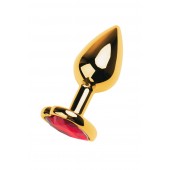 Золотистая анальная пробка с кристаллом-сердцем - 7,5 см. - ToyFa - купить с доставкой в Йошкар-Оле