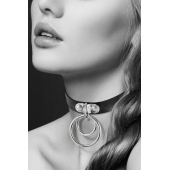 Черный чокер с двумя кольцами - Bijoux Pour Toi - купить с доставкой в Йошкар-Оле