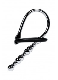 Серебристый уретральный плаг-бусины TOYFA Metal с мягким фиксириющим кольцом - ToyFa - купить с доставкой в Йошкар-Оле