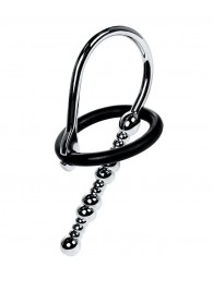 Серебристый уретральный плаг-бусины TOYFA Metal с мягким фиксириющим кольцом - ToyFa - купить с доставкой в Йошкар-Оле