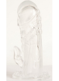 Прозрачная гелевая насадка с клиторальным отростком - 13 см. - Toyfa Basic - в Йошкар-Оле купить с доставкой