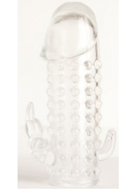 Гелевая прозрачная насадка с 2 отростками - 13 см. - Toyfa Basic - в Йошкар-Оле купить с доставкой