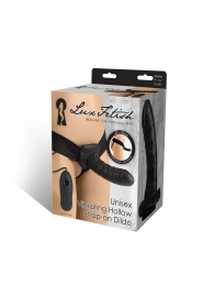 Чёрный полый страпон с вибрацией Unisex Vibrating Hollow Strap-On - 14 см. - Lux Fetish - купить с доставкой в Йошкар-Оле