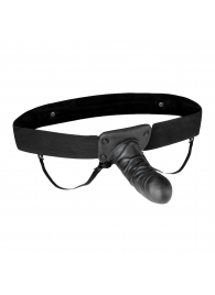 Чёрный полый страпон с вибрацией Unisex Vibrating Hollow Strap-On - 14 см. - Lux Fetish - купить с доставкой в Йошкар-Оле