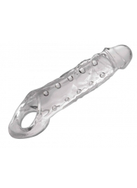 Прозразная закрытая насадка на пенис с поддержкой мошонки Clearly Ample Penis Enhancer - 22 см. - XR Brands - в Йошкар-Оле купить с доставкой
