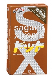 Презервативы Sagami Xtreme FEEL UP с точечной текстурой и линиями прилегания - 10 шт. - Sagami - купить с доставкой в Йошкар-Оле