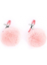 Зажимы для сосков с розовым пушком - Notabu - купить с доставкой в Йошкар-Оле