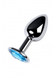 Серебристая конусовидная анальная пробка с голубым кристаллом - 7 см. - ToyFa - купить с доставкой в Йошкар-Оле