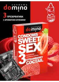 Презервативы для орального секса DOMINO Sweet Sex с ароматом клубничного коктейля  - 3 шт. - Domino - купить с доставкой в Йошкар-Оле