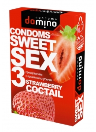 Презервативы для орального секса DOMINO Sweet Sex с ароматом клубничного коктейля  - 3 шт. - Domino - купить с доставкой в Йошкар-Оле