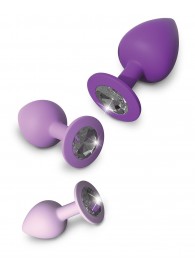 Набор из 3 фиолетовых анальных пробок со стразами Little Gems Trainer Set - Pipedream - купить с доставкой в Йошкар-Оле