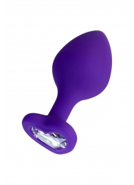 Фиолетовая анальная втулка Diamond Heart с прозрачным кристаллом - 8 см. - ToyFa - купить с доставкой в Йошкар-Оле