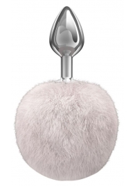 Серебристая анальная пробка с белым пушистым хвостиком Twinkle - Lola Games - купить с доставкой в Йошкар-Оле