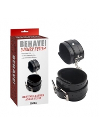 Черные оковы на ноги Obey Me Leather Ankle Cuffs - Chisa - купить с доставкой в Йошкар-Оле