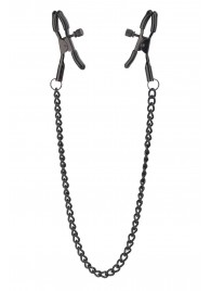 Черные зажимы на соски на цепочке BLAZE DELUXE NIPPLE CLAMPS - Dream Toys - купить с доставкой в Йошкар-Оле