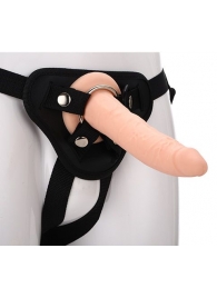 Телесный страпон на черных трусиках STRAP ON REAL DILDO - 20 см. - Dream Toys - купить с доставкой в Йошкар-Оле