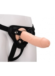 Черные трусики с телесной насадкой STRAP ON REAL DILDO - 21 см. - Dream Toys - купить с доставкой в Йошкар-Оле