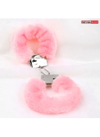 Металлические наручники с мягкой нежно-розовой опушкой - Notabu - купить с доставкой в Йошкар-Оле