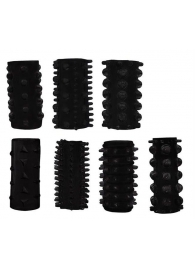 Набор из 7 черных насадок PENIS SLEEVES SET - Dream Toys - в Йошкар-Оле купить с доставкой