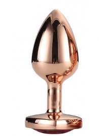 Золотистая анальная втулка с кристаллом-сердечком розового цвета - 7,1 см. - Dream Toys - купить с доставкой в Йошкар-Оле