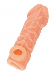 Телесная закрытая насадка с венками Cock Sleeve Size S - 13,8 см. - KOKOS - в Йошкар-Оле купить с доставкой