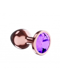 Пробка цвета розового золота с фиолетовым кристаллом Diamond Amethyst Shine S - 7,2 см. - Lola Games - купить с доставкой в Йошкар-Оле